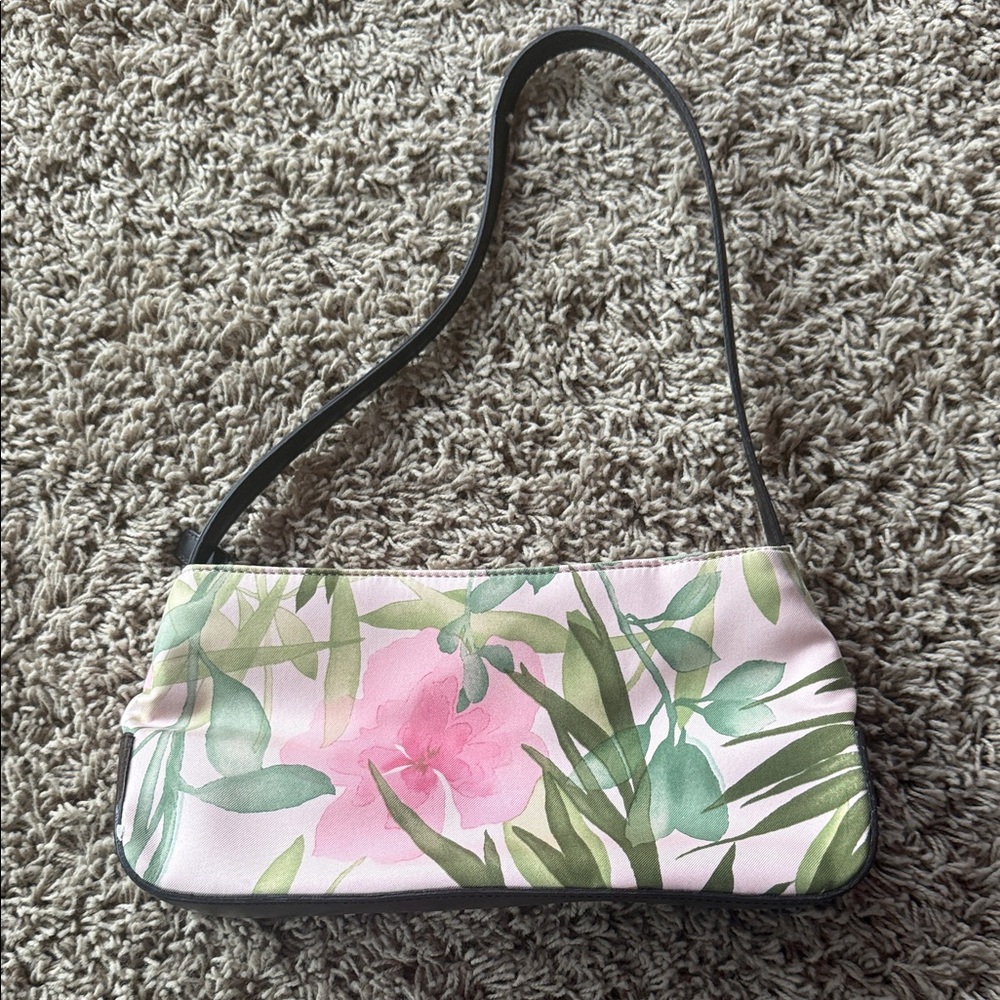 Ann Taylor Pink and Green Floral Shoulder Bag